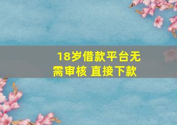 18岁借款平台无需审核 直接下款